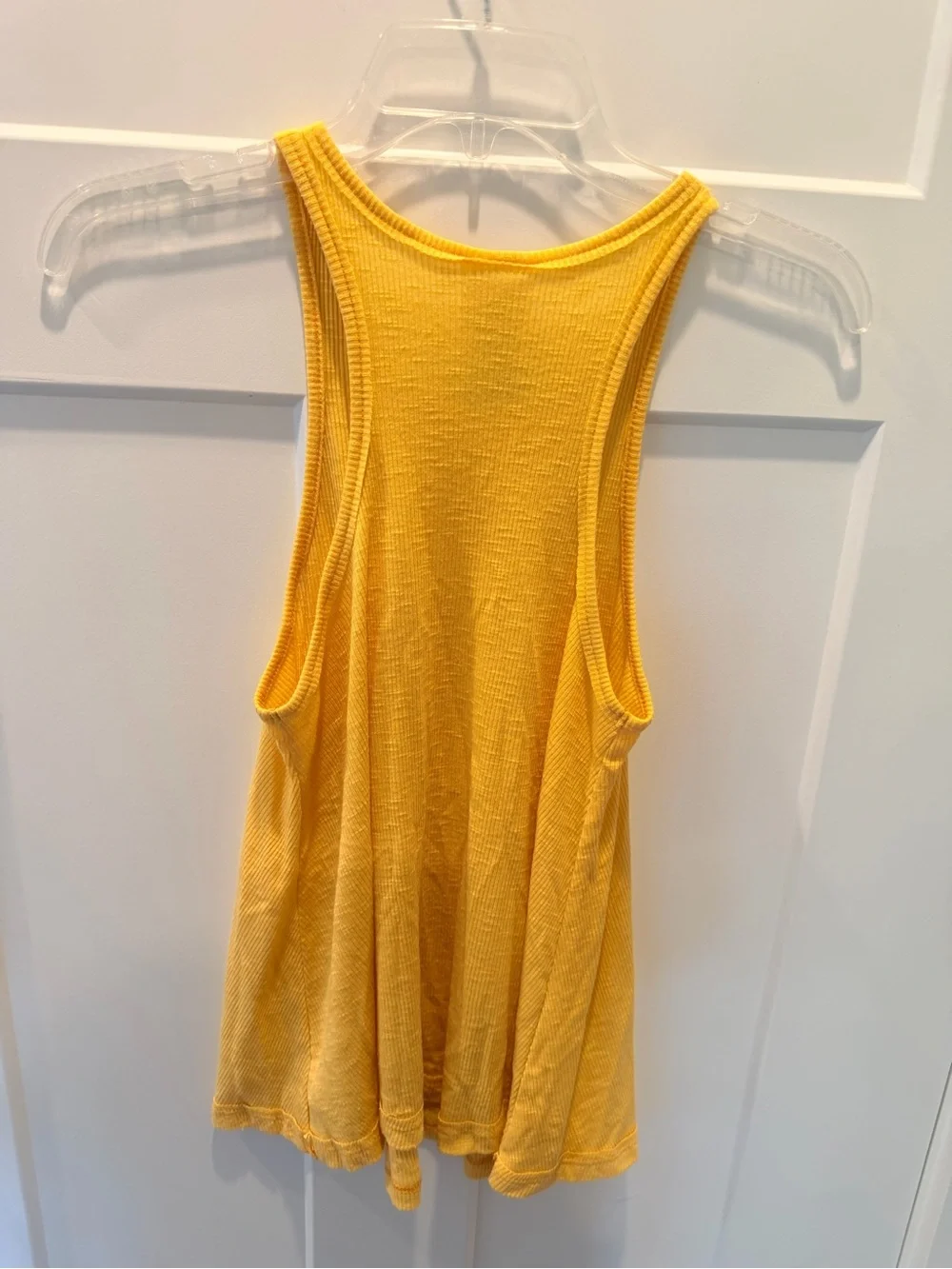 Free People Mustard Yellow Ribbed Tank Top XS Boho Scoop Neck